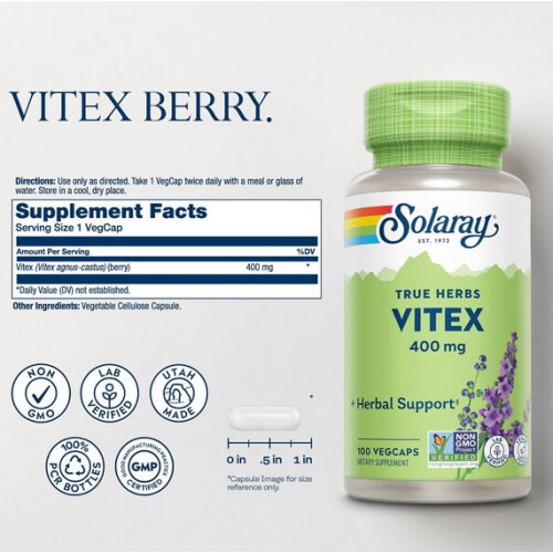 Solaray, Vitex, 400 mg, 100 VegCaps 1