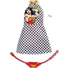 Oblecenie Barbie: Oblecenie Wonder Woman pre b biku, bodkovan aty s grafick m vzorom, ladvinka a n ramok, darcek pre deti od 3 do 8 rokov