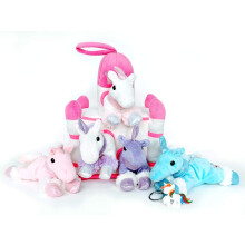 Super Fun Stop Unicorn Gift Set - 12"" White Unicorn Castle with 5 Stuffed Unicorns by Unipak + Unicorn Keychain