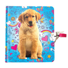 Playhouse Puppy Doodles Låst Dagbok med Folieomslag för Flickor