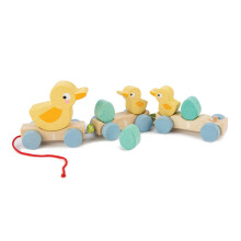 Tender Leaf Toys - Vedett  v  t ankat - Klassinen puinen vedett  v   lelu - 9-osainen ankkaperheen setti, jossa 1 emoankka, 2 ankanpoikasta, 3 munaa