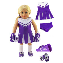 American Fashion World Purple Cheerleading Outfit til 18-tommer dukker | Tilbeh?r inkluderet | Premium Quality & Trendy Design | Dukker t?j | Out
