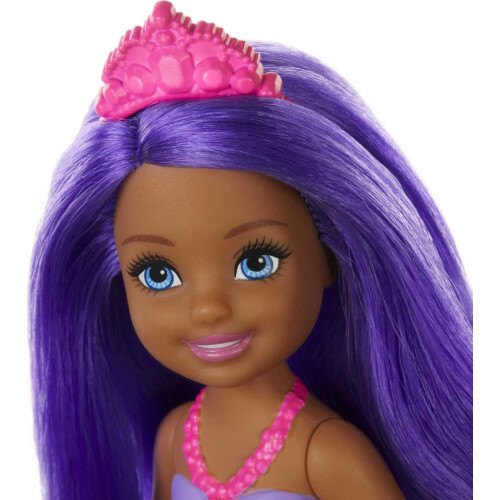 Barbie Κούκλα Barbie Dreamtopia Chelsea Γοργόνα με Μωβ Μαλλιά & Ουρά, Βασιλικό Αξεσουάρ Κεφαλής 2