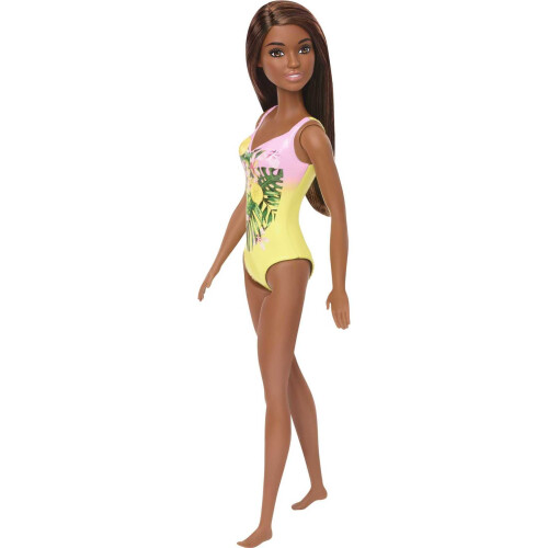 Barbie Κούκλα Barbie, Στριφτή, Φορά ροζ και κίτρινο μαγιό λουλουδιών, για παιδιά 3 έως 7 ετών 2