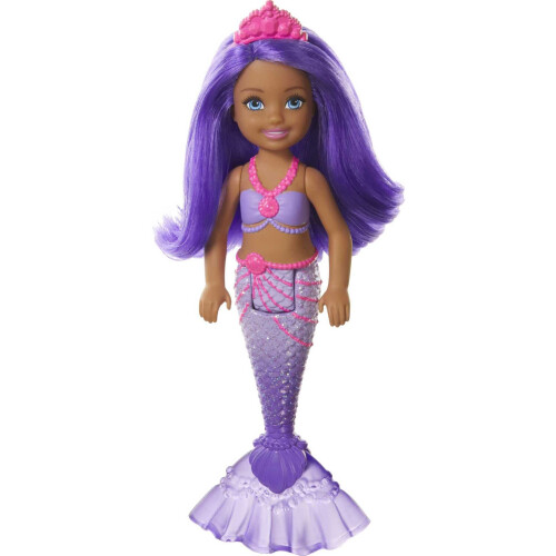 Barbie Κούκλα Barbie Dreamtopia Chelsea Γοργόνα με Μωβ Μαλλιά & Ουρά, Βασιλικό Αξεσουάρ Κεφαλής