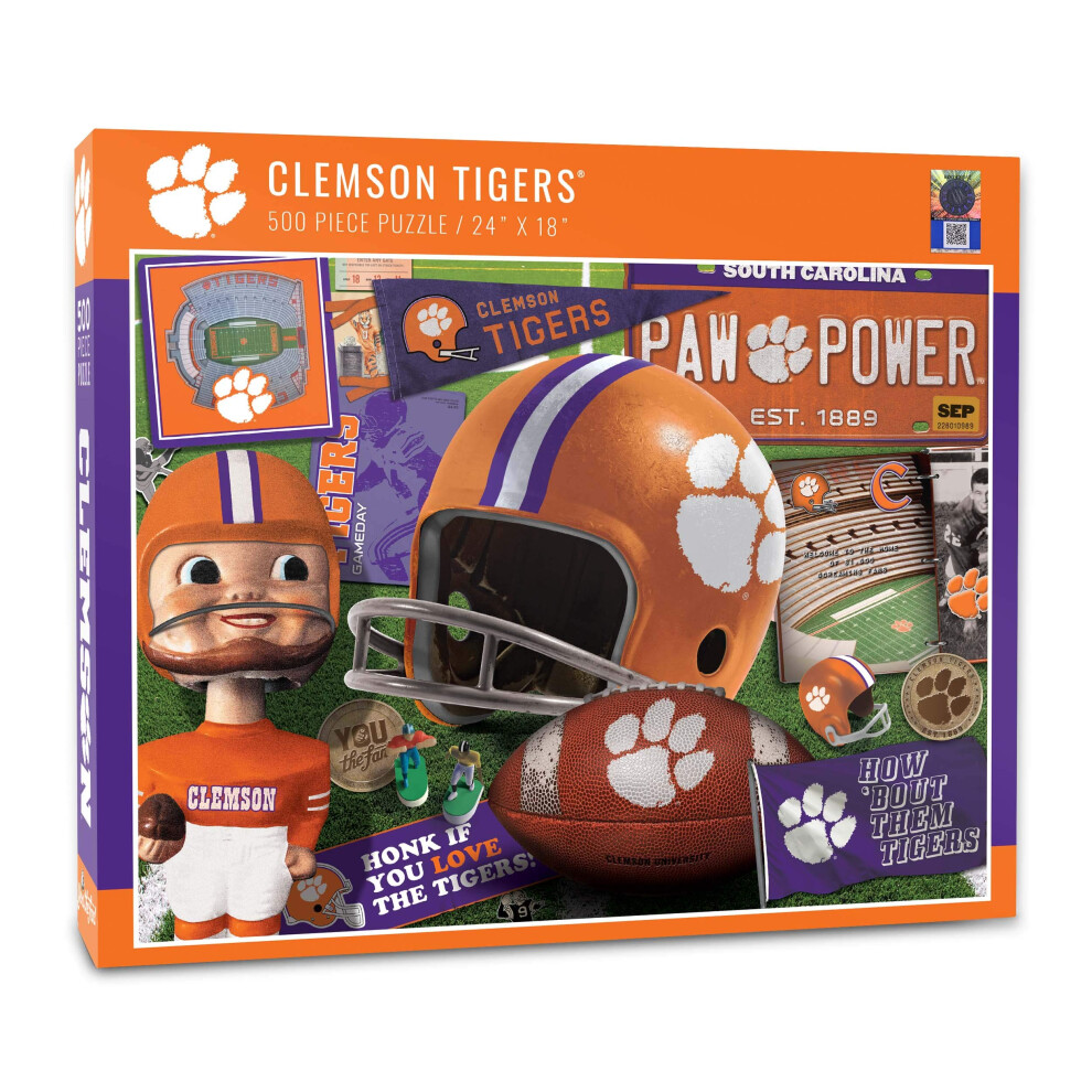 Youthefan Ncaa Clemson Tigers Retro Srie Puzzle Tmov Barvy 18 X 24-image