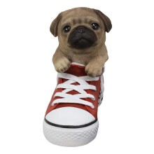 Ebros 'Paw-Star' Pups Lifelike Realistic Puppy Dog in Sneaker Chucks Shoe Statue Pedigree Breed Dogs Puppies Collectible Decor with Glass Ey