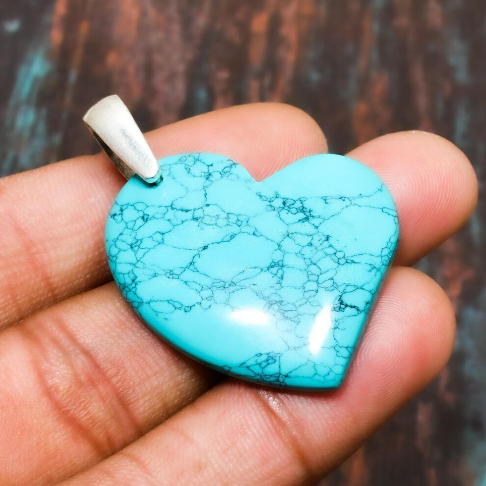 (blue, 1.59 Inches) Santa Rosa Turquoise, Gemstone Handmade 925 Sterling Silver Jewelry Pendant