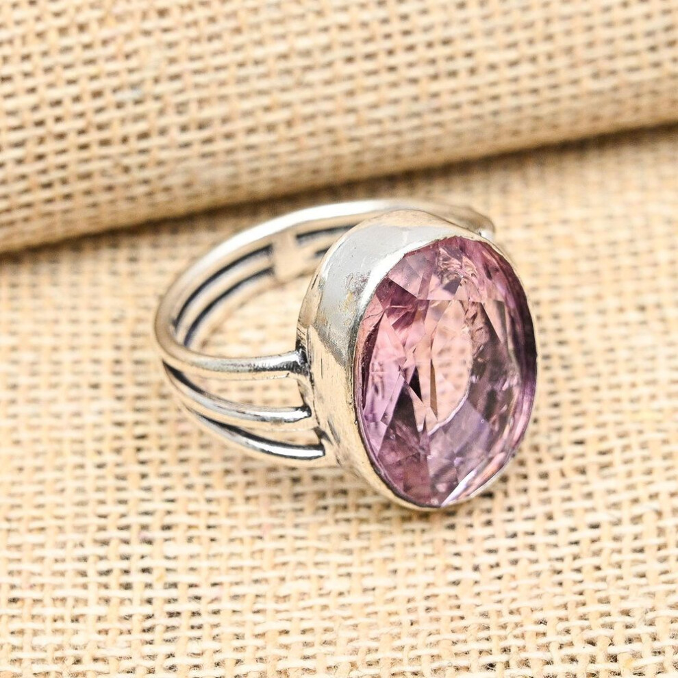 (pink, 4.5) Pink Kunzite Gemstone Handmade 925 Solid Sterling Silver Jewelry Ring For Her