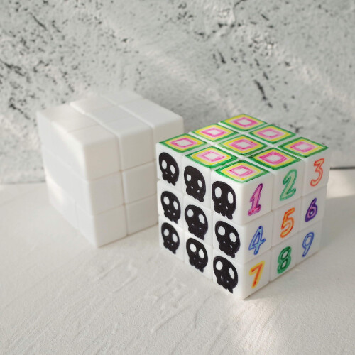 3x3 blank Magic Cube 3x3x3 White Cube Puzzles Toys DIY 2