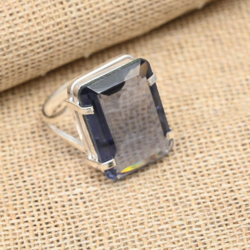 (blue, 5) Iolite Gemstone 925 Solid Sterling Silver Ring Handmade Jewelry Ring For Her