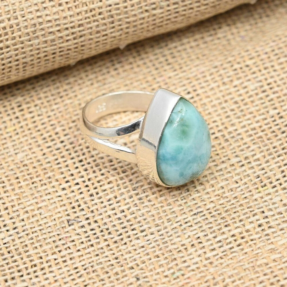(blue, 11.5) Wonderful Larimar Gemstone Handmade 925 Sterling Silver Ring  Jewelry