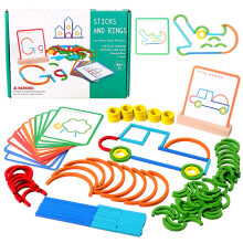 Sticchi di costruzione e anelli Forme Lettera puzzle Set di costruzione Set di motivi in ??legno Blocchi STEM giocattoli Educational Learning Games M