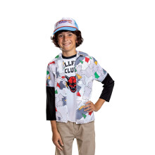 Kit costume Dustin Disguise per bambini Costume ufficiale Stranger Things Cappello con parte superiore Bambino Taglia Grande 10-12