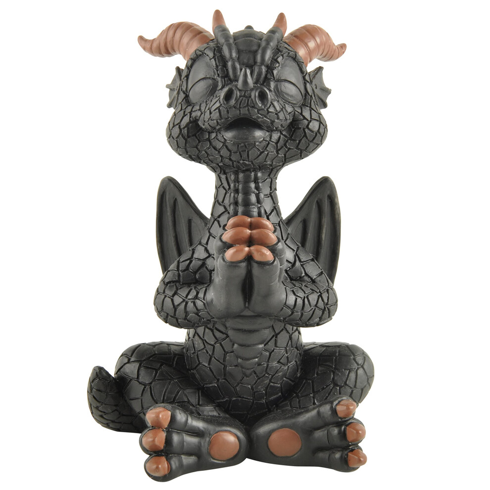 Figurine De Dragon Noir Heureux En Pri?Re Et M?Ditation Zen Yoga De Jfsm Inc. D?Coration Fantastique ? Collectionner-image