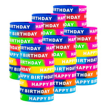ARTLYMERS 48 braccialetti di gomma per compleanno, braccialetti in silicone colorati per feste, 8 stili