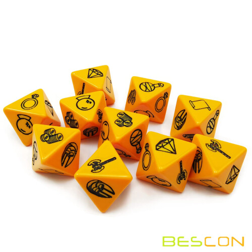 Dungeon di Bescon e Wilderness Terrain Dungeon Feature e Treasure Type Dice Set 4 pezzi Proprietary Polyhedral RPG Dice Set Rosso Verde 1