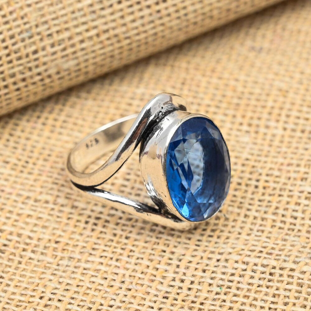 (blue, 5.5) 925 Sterling Silver Tanzanite Gemstone Handmade Lovely Ring Jewelry Gift For Her