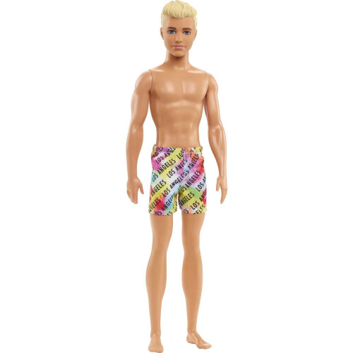 Barbie Κούκλα Barbie Ken στην παραλία με ξανθά μαλλιά και πολύχρωμα μαγιό Los Angeles