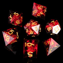 Handgjord DND Tärningsset 7 Delar, Skarpa Kants Tärningar för Dungeons and Dragons TTRPG, Polyhedral Resintärningar