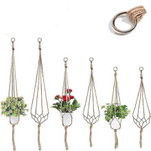 (105cm) 6Pcs Macrame Plant Hangers, Jute Rope Hanging Planter Basket Flower Pot Hanging Plant Holder for Indoor Outdoor Ceiling Garden Home Decor