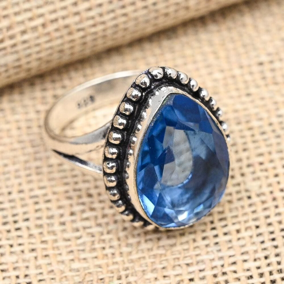 (blue, 8.5) Beautiful Tanzanite Gemstone Handmade Jewelry Solid 925 Sterling Silver Ring