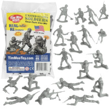 Timmee Plastic Army Men - Grey 48pc Toy Soldier Figures - Feito nos EUA