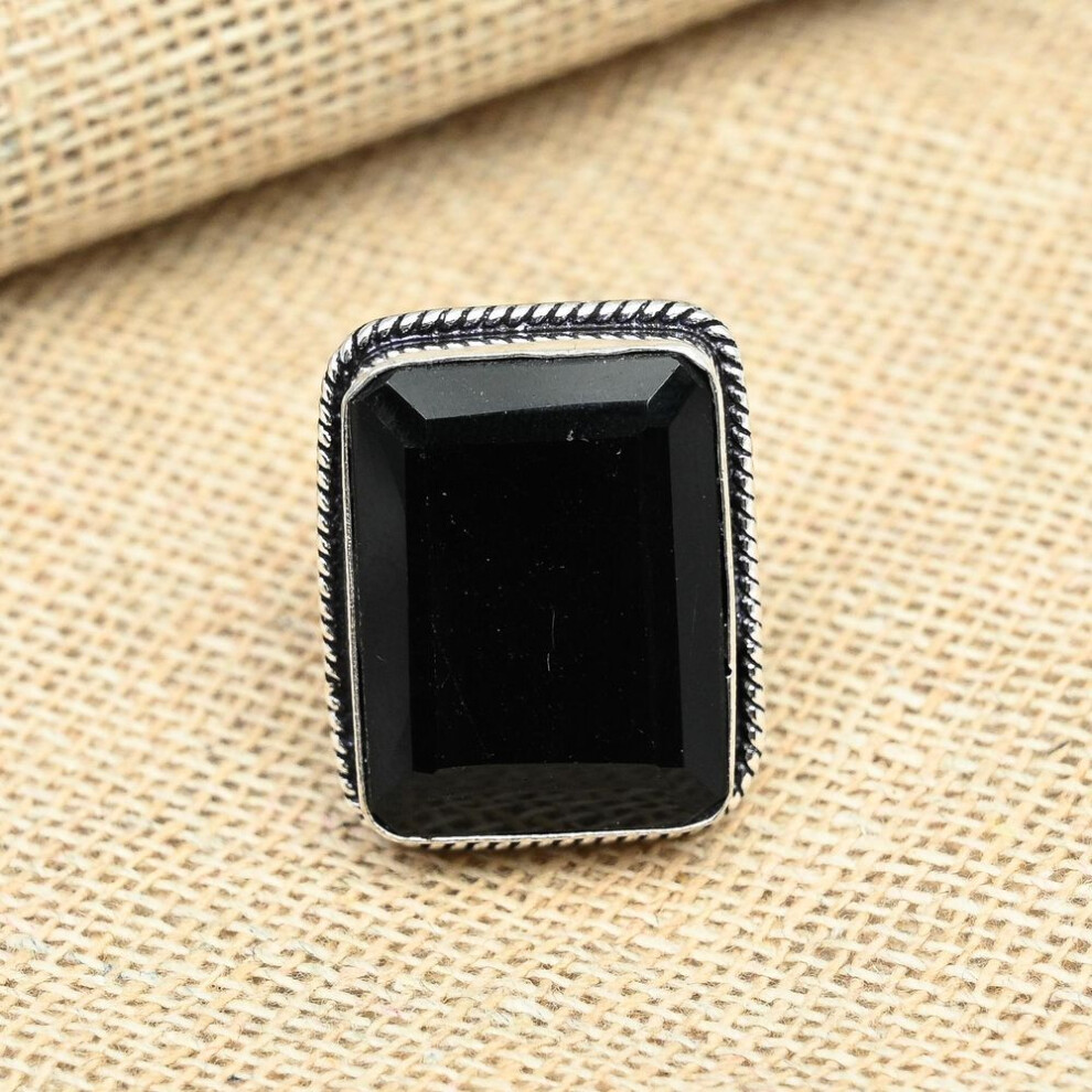 (black, 5) Nice Black Spinel Gemstone 925 Sterling Silver Handmade Jewelry Promise Ring