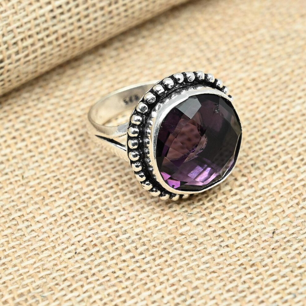 (purple, 10.5) Purple Amethyst Gemstone 925 Sterling Silver Handmade Wedding Gift Jewelry For Her