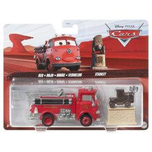 Disney Cars 2023 Mattel 1:55 Skala Diecast 2-Pack Röd Brandbil och Stanley Monument