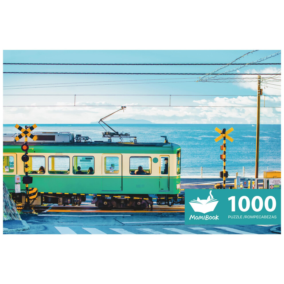 Puzzles pour adultes 1000 pièces MOMIBOOK Puzzles de train de bord de mer Image de peinture 75x50cm (29,5""x19,7"") Jouets et jeux Puzzle Éléphan
