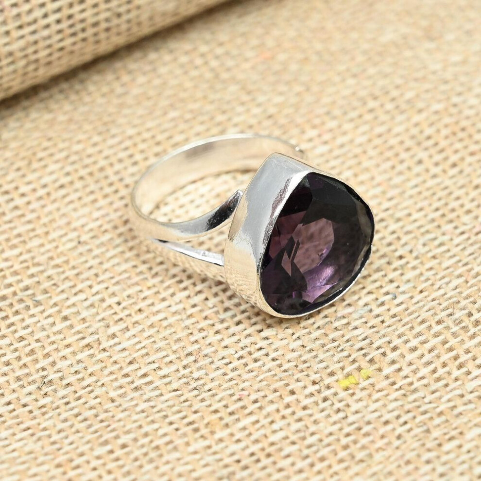 (purple, 6.5) 925 Sterling Silver Ring Amethyst Gemstone Women Handmade Jewelry Dainty Ring