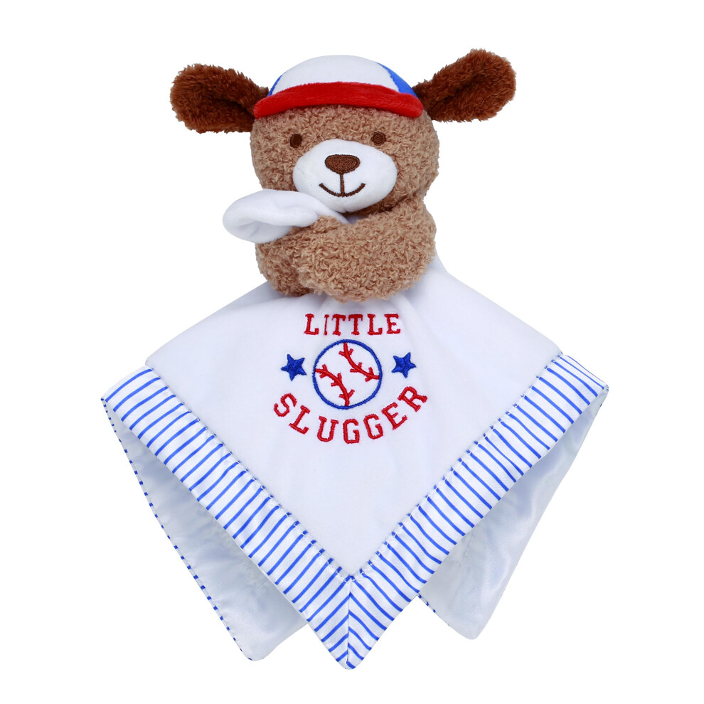 Peluche Snuggle Buddy De 13 Pouces Avec Hochet Jouet Et Satin (White Puppy Little Slugger Baseball)-image