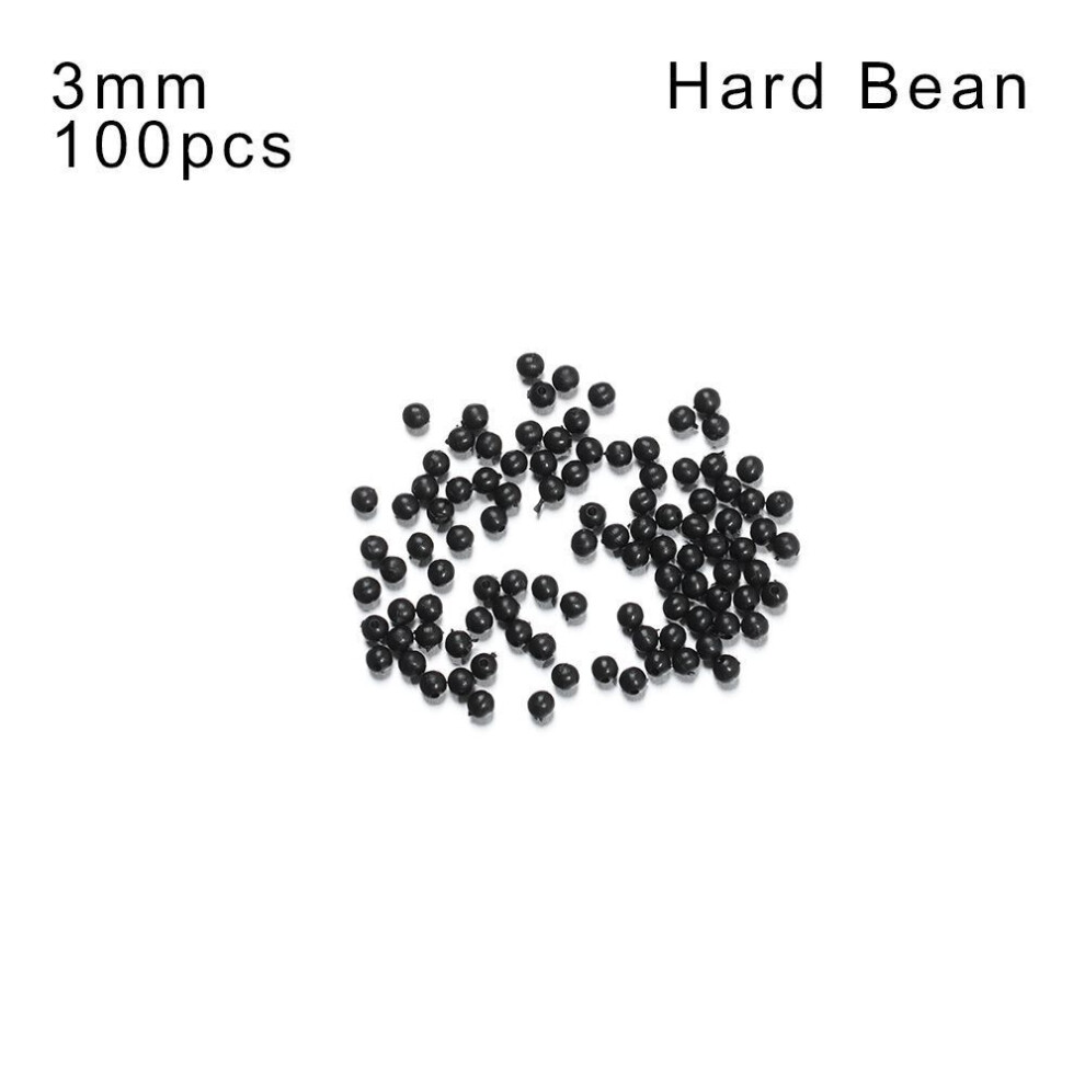 (Hard Bean-3mm) 3mm-12mm Sea Stoppers Night Soft And Hard Bean Fishing Floats Beads Black Round