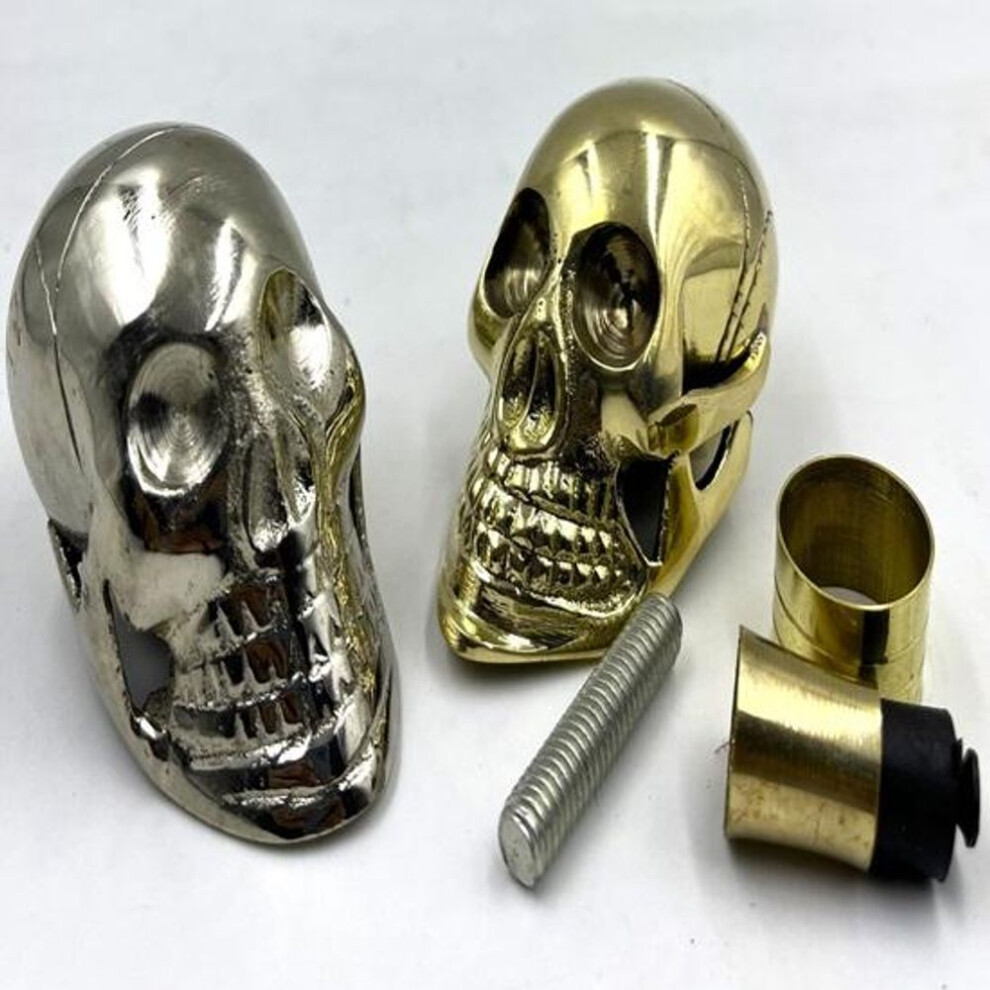 Set Of 2 Skull Cane Handle Only Brass Tip Screw On Topper For Walking Stick Replacement Handle For Canes And Sticks Head Grip Brass Knob
