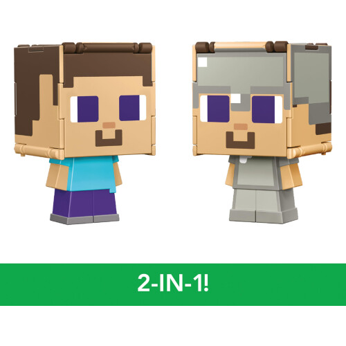 Mattel Mattel Minecraft Flippin Figs Συλλογή με 2-σε-1 Παιχνίδι, 3.75-ιντσών, Μεγάλες Κεφαλές & Pixelated Σχέδιο 2