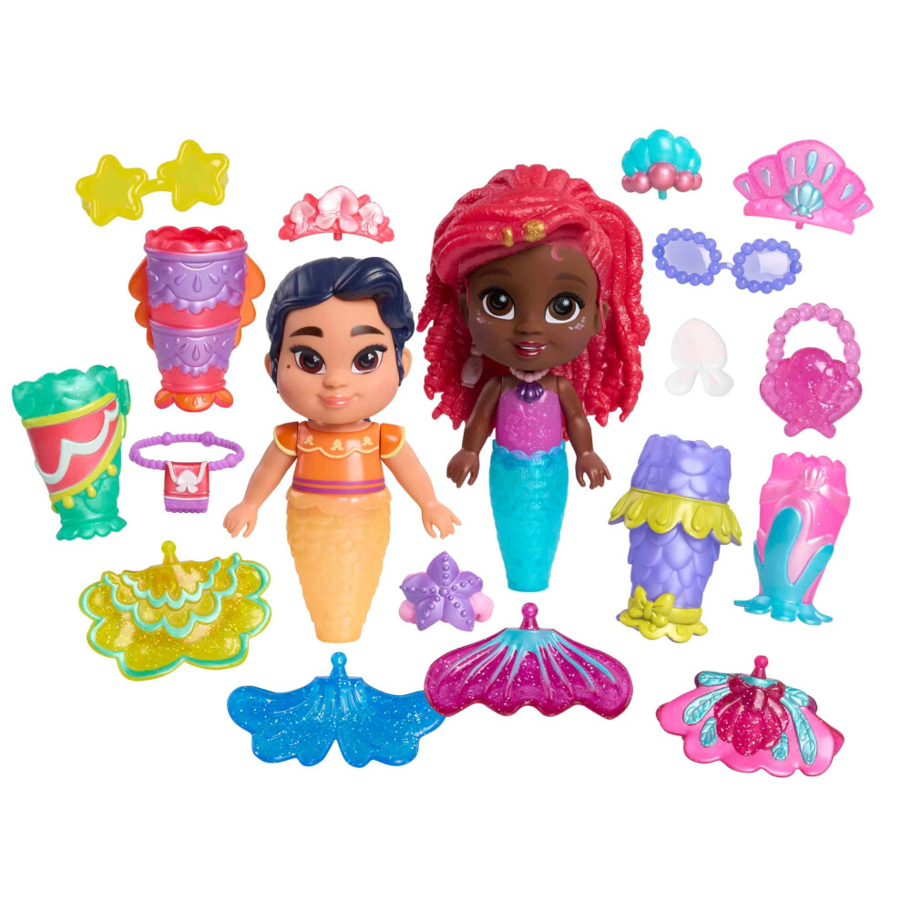 Just Play Set Di Bambole Deluxe Disney Junior Ariel Pop Tails Con Accessori, 19 Pezzi, Giochi Di Finzione, Giocattoli Per Bambini Dai 3 Anni-image