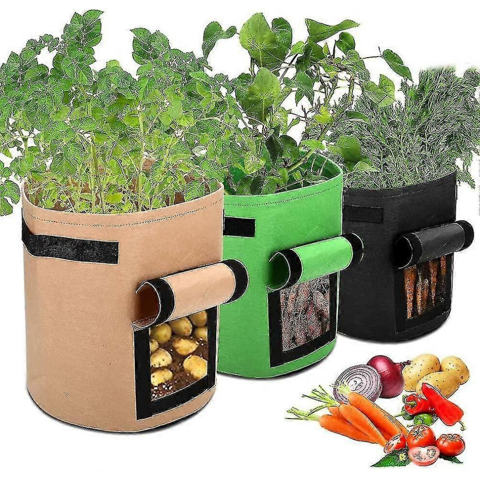 5pcs Plant Bag Vegetable Growing Bag Planting Side Grow Pots Breathable Garden Planter Container for Potato, Tomato, Carrot 1 Gallon Best Gift