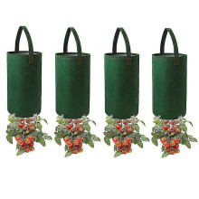 (GREEN) 4pcs-upside Down Tomato Planter(requires Plants,soil And Fertilizer, Not Included) Sturdy Hanging Handle Thickened Breathable Felt Cloth