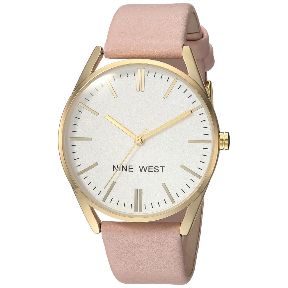 Photos - Wrist Watch Nine West Women's NW/1994WTPK Gold-Tone and Pastel Pink Strap Watch 