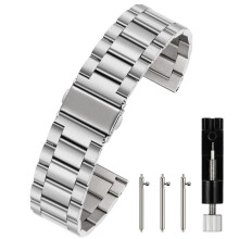 Berfine 22mm Schnellverschluss Uhrenarmband Premium Massiv Edelstahl W