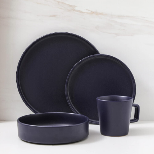 Stone Lain cleo Stoneware 16-Piece Dinnerware Set, Dark Blue 1