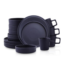 Stone Lain cleo Stoneware 16-Piece Dinnerware Set, Dark Blue