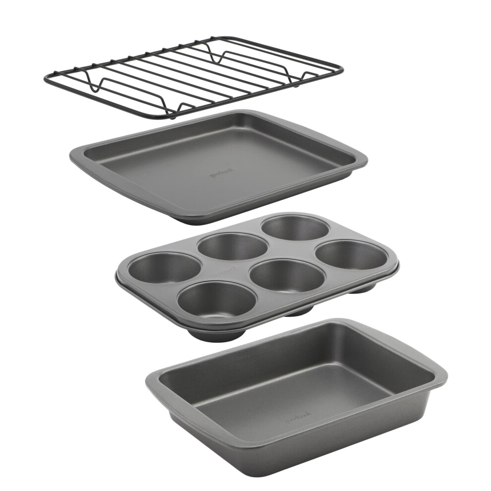 GoodCook 4-Piece Nonstick Steel Toaster Oven Set with Sheet Pan Rack