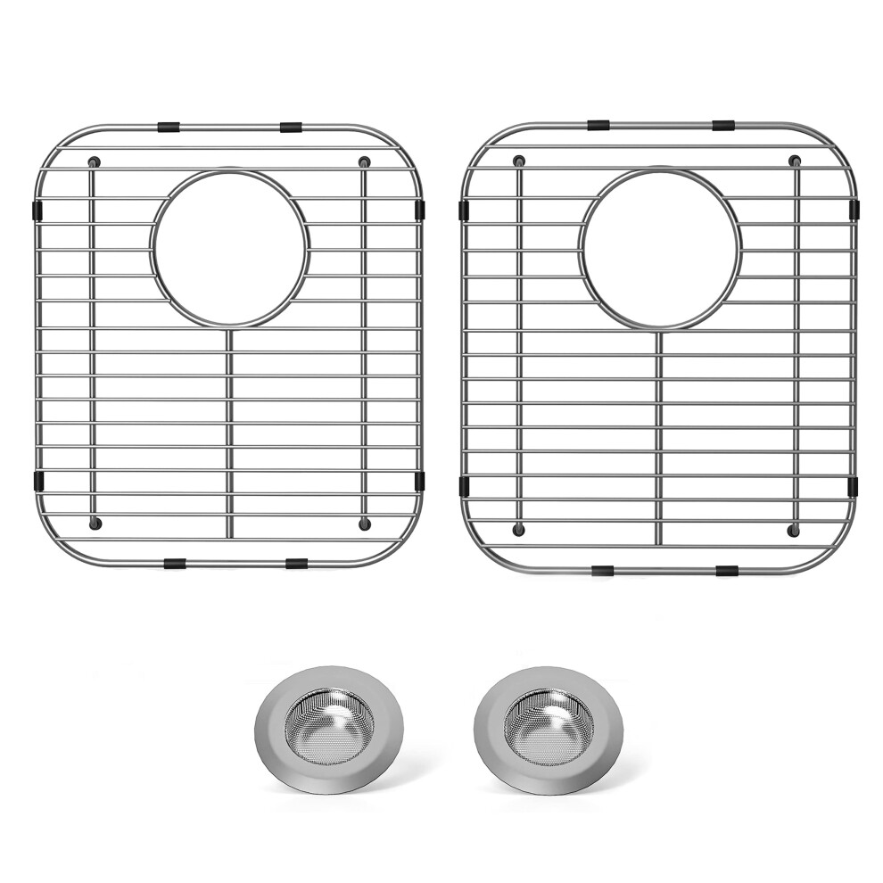 4 Pezzi Protezioni Per Lavello In Acciaio Inox Per Lavello Da Cucina 131X116X1 Griglia Per Lavello Universale Con Scarico Posteriore Antiruggine Me-image
