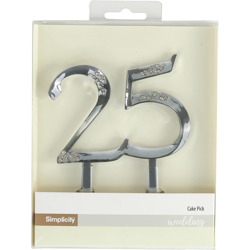 Décoration de gâteau décorative pour 25e anniversaire de Simplicity 4 x 275 argent