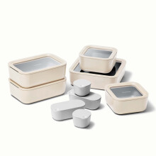 Caraway Glass Food Storage Set 14 Pieces - Ceramic Coated Food Contai