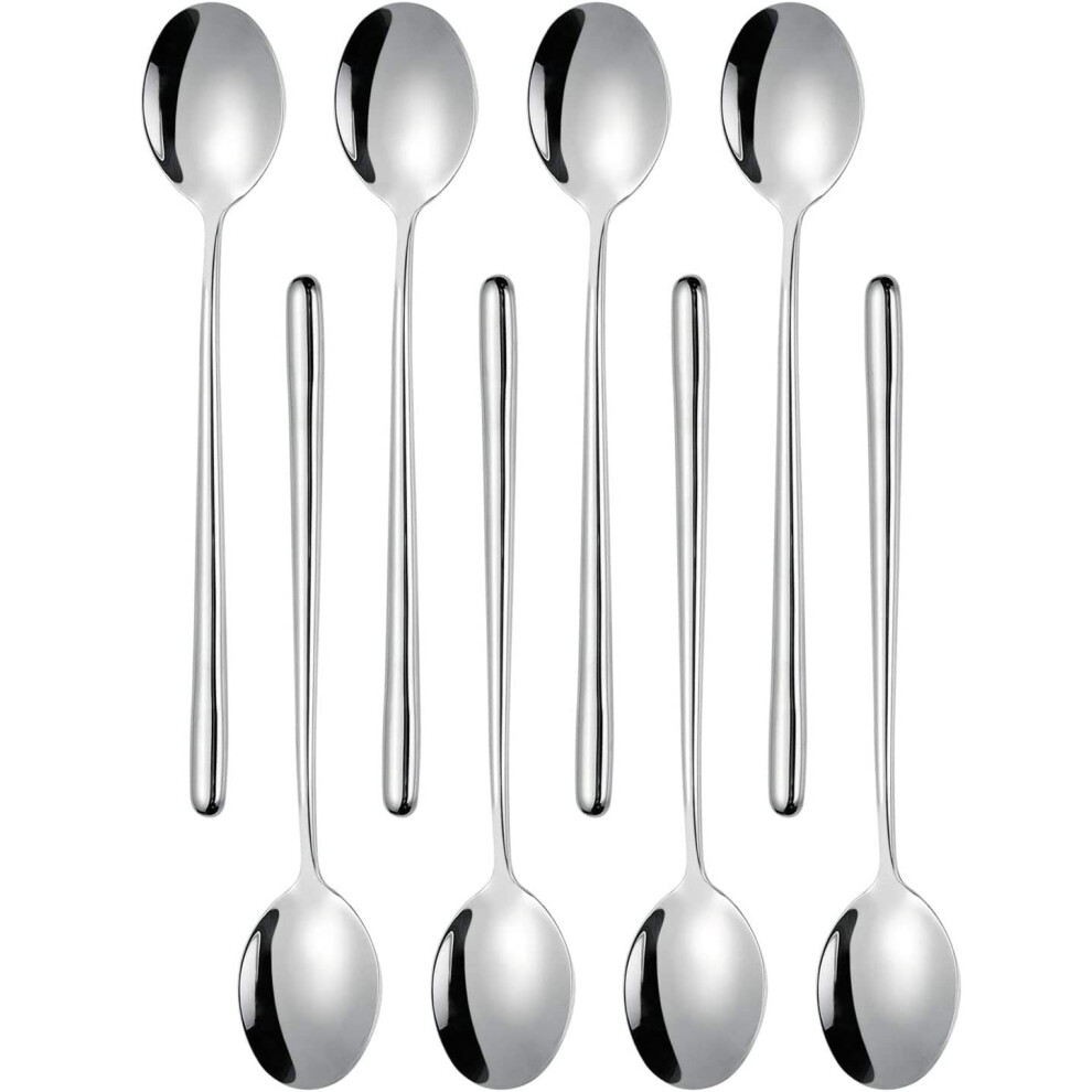 Ouliget Koreanskie Lyzki Do Zupy Stal Nierdzewna Dlugie Lyzki Do Zupy Srebrne 8 Sztuk 8,7 Cala.-image