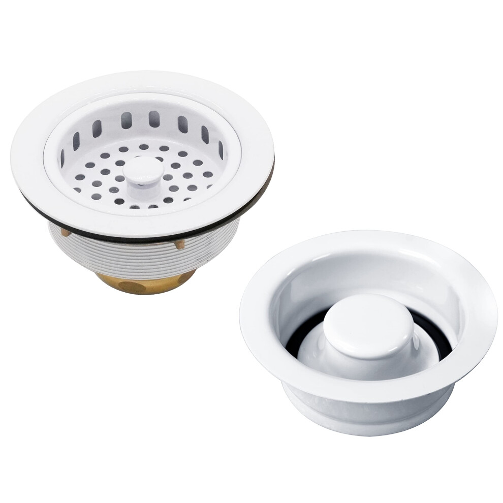 Westbrass A216550 414 Od Post Style Large Kitchen Basket Strainer With Waste Disposal Flange And Stopper Drain Set 1Pack 673604349440