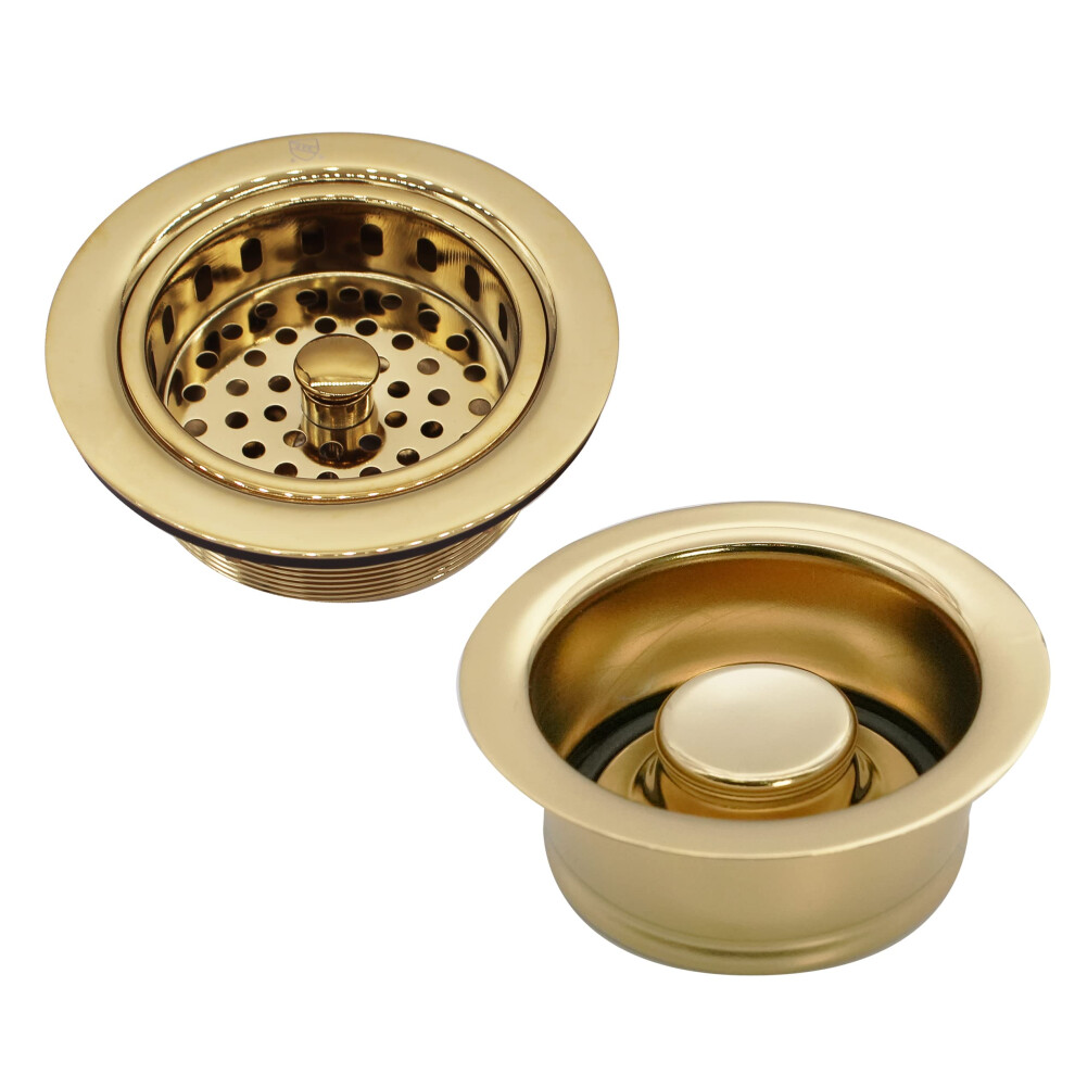 Westbrass A216501 414 Od Post Style Large Kitchen Basket Strainer With Waste Disposal Flange And Stopper Drain Set 1Pack 673604349419